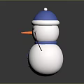 Cute Snowman Character With Blue Hat And Blue Scarf Carrot Nose Stick Arms On Dark Background
