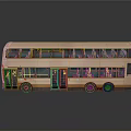 Light Pink Double Decker Bus With Orange Stripe Two Levels Windows And Smooth Surface Reflection