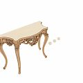 Golden Ornate Decorative Table With Intricate Carvings And Curved Legs Design