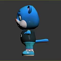 Blue Cartoon Cat Character With Black T Shirt Fishbone Design And Blue Pants Shoes