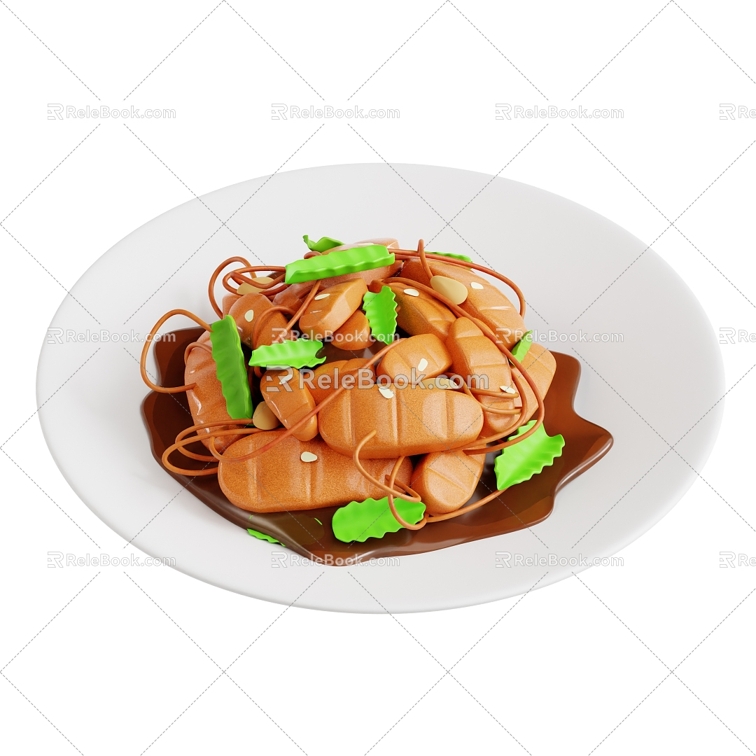 stir-fry food cartoon stir-fry anime food model