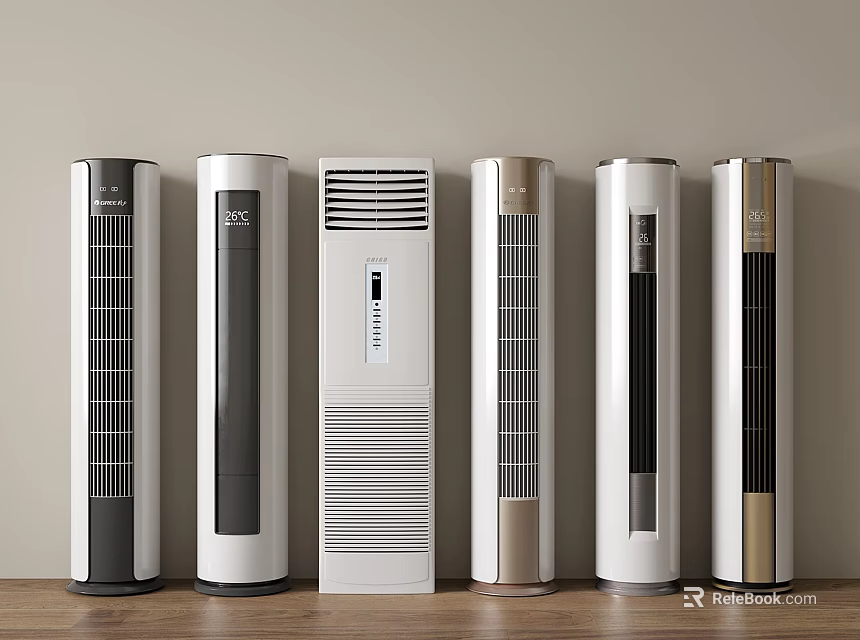 Modern Vertical Air Conditioner Fans with Sleek Design in Various Styles for Home Use 3d model 
