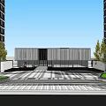 Modern Commercial Complex Featuring High Rise Buildings Greenery Plaza And Pedestrian Walkways