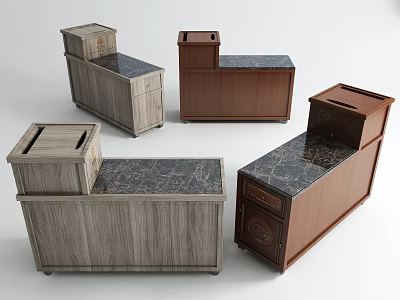 Wooden Sideboards In Different Colors With Marble Top And Storage Design 3d model