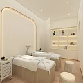 Modern Nail Salon Interior In Mall With Tables Chairs And Nail Polish Shelves