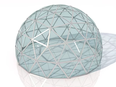 Modern Urban Architectural Complex Showcasing Glass Geodesic Dome With Metal Grid Framework And Transparent Design 3d model