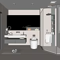 Modern Bathroom Interior Design With Vanity Mirror Toilet Glass Shower And Potted Plant