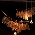 Artistic Natural Feather Chandelier With Warm Hanging Light Design Elements