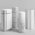 Modern Decorative Containers With White Gray Marble And Gold Metal Textured Design