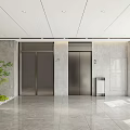 Modern Elevator Lobby Interior With Stone Walls Green Plants And Marble Flooring