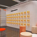Modern Exhibition Booth With Hello Kitty Miller Branding Orange Lighting And Transparent Glass Structure