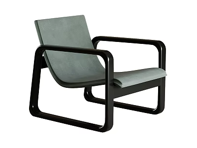 Modern Leisure Chair With Black Frame Gray Cushion And Sleek Geometric Design 3d model