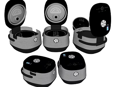 Modern Kitchen Appliances Showcasing Various Stylish Rice Cooker Designs And Features 3d model