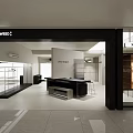 Minimalist Modern Clothing Store Interior With Open Display Metal Racks And Showcase
