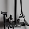 Modern Black Wall Mounted Shower Faucet Set with Handheld Sprayer and Storage Shelf