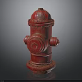 Red Fire Hydrant With Classic Design On Dark Reflective Surface