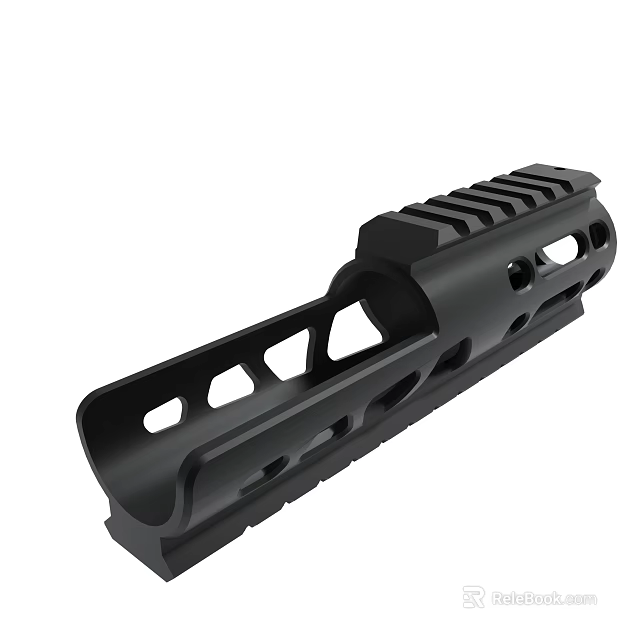 Black Metal Tactical Rail Mounting Bracket With Multiple Holes And Grooves 3d model 