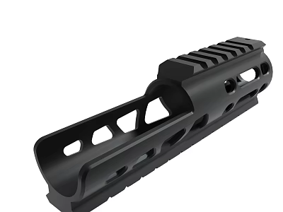 Black Metal Tactical Rail Mounting Bracket With Multiple Holes And Grooves 3d model