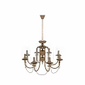 German Technology Classic Brass Chandelier With Glass Shades And Bulbs