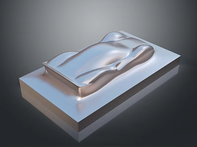 Elegant Silver Metallic Car Shaped Model On Square Base Display Stand 3d model