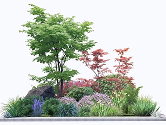 Modern shrub plant combination flower border flowers and plants 3d model