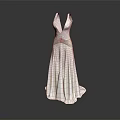 Elegant White Floor Length Evening Gown With V Neckline And Embellished Waist Design