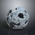 Rough Surface Broken Sphere Component With Multiple Holes And Rock Texture