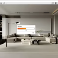 Modern Living Room Interior Design With Beige Sofa Black Chair And Coffee Table