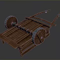 Vintage Wooden Handcart With Large Wheels Classic Structure And Retro Design
