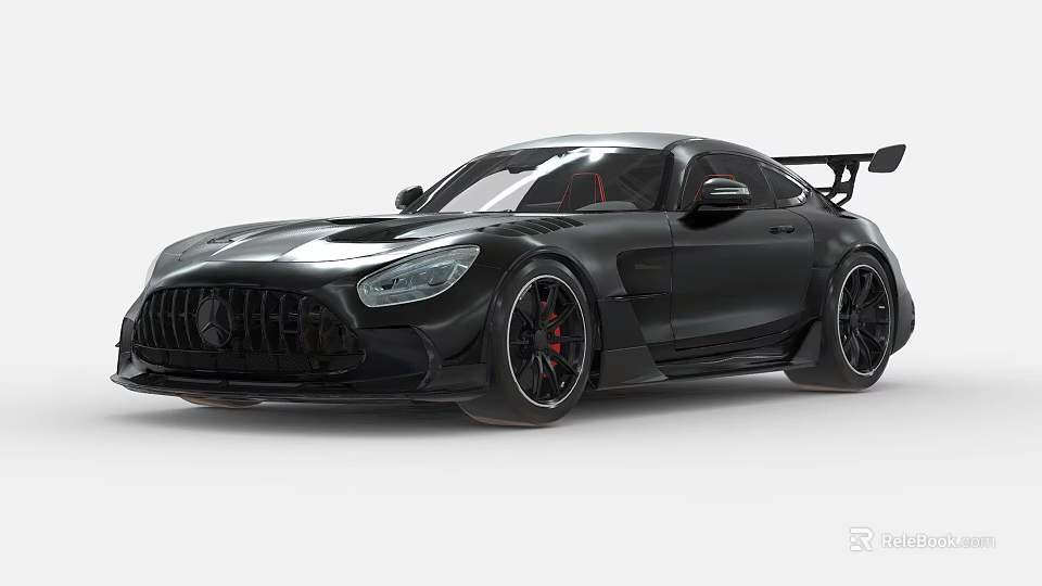 Black Luxury High Performance Sports Car With Aerodynamic Rear Wing And Red Brake Calipers 3d model 