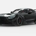 Black Luxury High Performance Sports Car With Aerodynamic Rear Wing And Red Brake Calipers