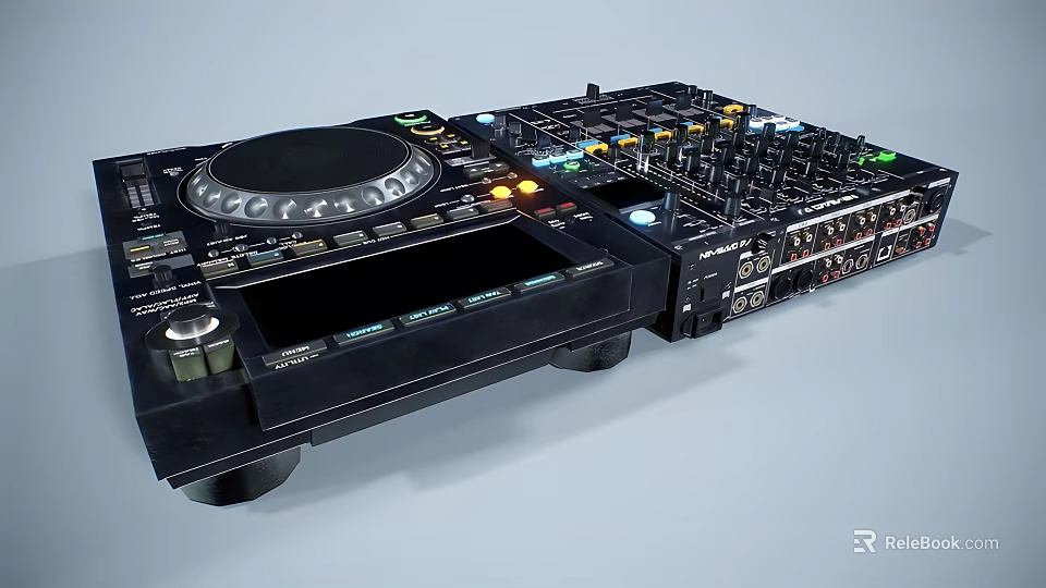 Professional DJ Headphone Audio System With Mixer Controls And Sound Panels 3d model 