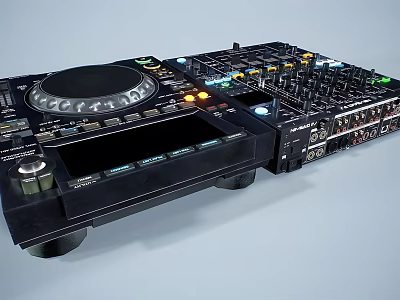 Professional DJ Headphone Audio System With Mixer Controls And Sound Panels 3d model
