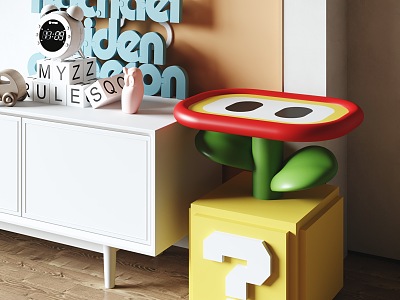 Children's Side Super Mary Side Cartoon Flowers Children's Nightstand Mario Side Cream Wind Side Dopamine Side model