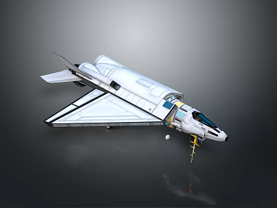 White Space Shuttle Model With Triangular Wings Cockpit And Landing Gear 3d model