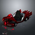 Red Go Kart Featuring Black Seat Flame Shaped Decorations And Silver Wheels