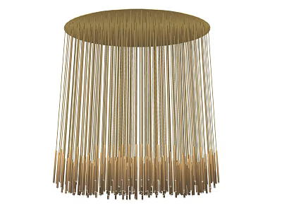 Elegant Golden Chandelier With Long Hanging Strings For Modern Interior Design 3d model