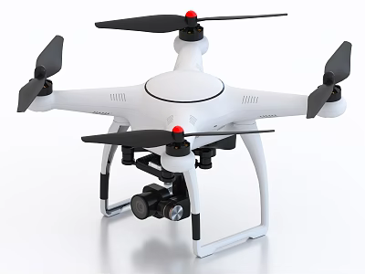 White Quadcopter Drone With Black Propellers Compact Design And Camera 3d model