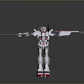Game and Movie Robot Character with Mechanical Design Extended Wings Gray White Red Standing Pose