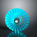 Blue Turbine Blade Fan Shaped Design With White Center Reflective Surface Industrial Equipment