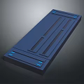 Dark Blue Rectangular Tech Panel Surface With Grooves And Blue Accents Design 3d model