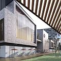 Modern Commercial Street with Starbucks Costa Coffee Modern Buildings Outdoor Seating and Trees