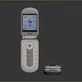 Large Silver And Small Blue Flip Phones With Screen Icons And Keypad