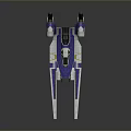 Futuristic Blue And White Spaceship With Streamlined Design And Dual Engines For Cosmic Exploration