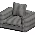 Modern Minimalist Gray Fabric Single Sofa with Plush Cushion and Armrest