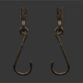 Vintage Industrial Black Metal Lighting Fixture Set With Two Hooks On White Background