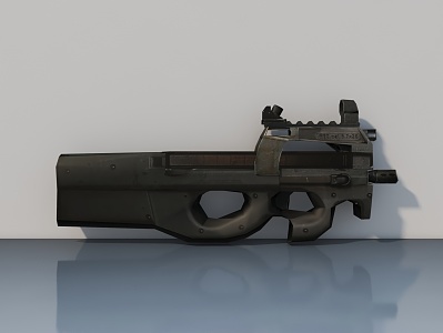 Equipped with submachine gun pistol P90 3d model