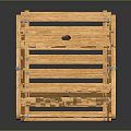 Wooden Folding Stool With Slatted Seat Cross Legs And Metal Rivets