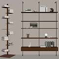 Middle Ancient Silent Bookshelf Middle Ancient Style Metal Floor Book Wall Hanging Bookshelf Full Wall Bookshelf 3d model