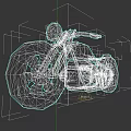 Low Poly Blue And Silver Motorcycle With Yellow Headlight 3D Model Design